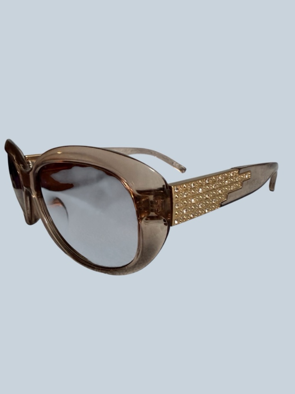 Crystal-Embellished Brown Fashion Sunglasses